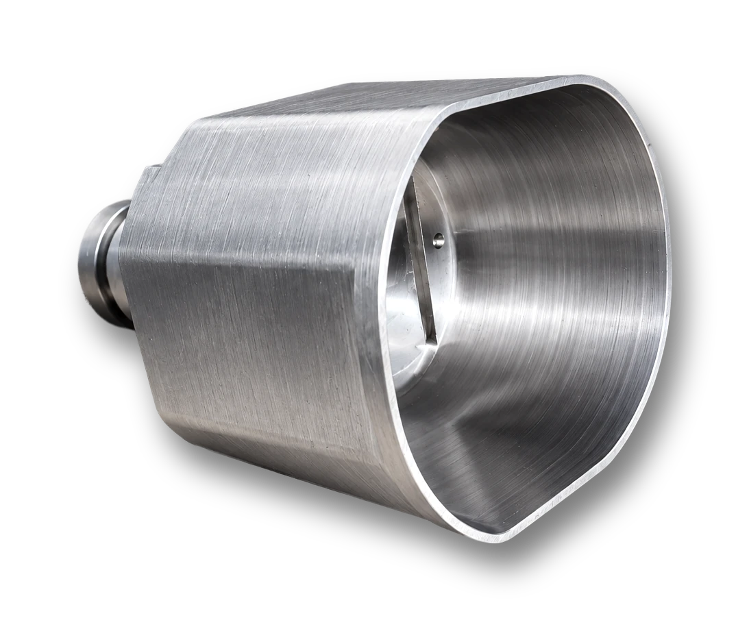 Thin-wall housing with a deep rounded-square cavity and rear stem